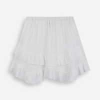 Mini saia juvenil texturizada com babados off white
