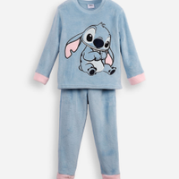 Pijama longo infantil de fleece stitch azul