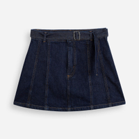 Saia jeans infantil de algodão com cinto azul