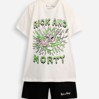 Pijama curto juvenil rick e morty off white