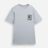 Camiseta de algodão juvenil manga curta smiley cinza