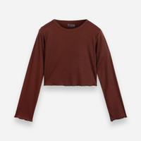 Blusa cropped juvenil canelada marrom