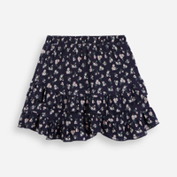 Mini saia juvenil texturizada com babados floral azul