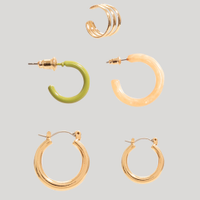 Kit com 1 par de brinco 2 brincos e 1 earcuff além dos mares noronha multicor