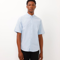 Camisa comfort oxford manga curta azul