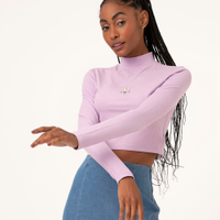 Blusa cropped manga longa pernalonga lilás
