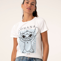 Camiseta de algodão stitch off white
