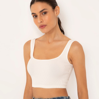 Cropped básico de poliamida areia - off white