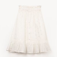 Saia infantil botões poás metalizados off white