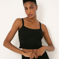 Top corset cropped de tricô preto