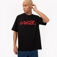 Camiseta de algodão manga curta oversized gorillaz preto