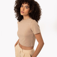 Blusa baby look de algodão peruano bege