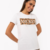 Camiseta de algodão manga curta mickey mouse off white
