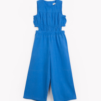 Macacão de viscose infantil com recortes azul