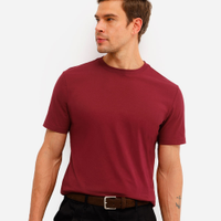 Camiseta masculina de algodão básica manga curta vinho