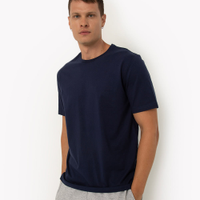 Camiseta masculina de algodão básica manga curta azul