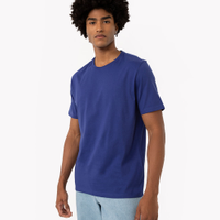 Camiseta masculina de algodão básica manga curta azul
