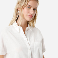 Camisa de algodão manga curta com bolso off white