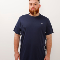 Camiseta plus size manga curta esportiva azul marinho