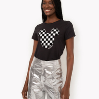 Camiseta de algodão mickey mouse manga curta preta