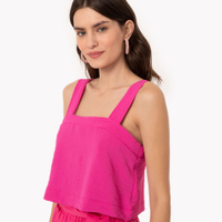 Cropped air flor alça larga pink