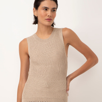 Regata de tricot com fios lurex dourado