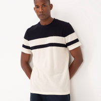 Camiseta comfort texturizada listrada manga curta - azul marinho