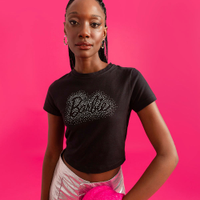 Blusa babylook barbie brilhos preto
