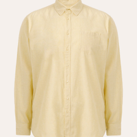 Camisa com linho plus size comfort manga longa amarela