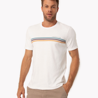 Camiseta de algodão sunrise listras manga curta off white