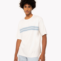 Camiseta de algodão listras manga curta azul