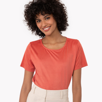 Cropped de suede manga curta nude - terracota