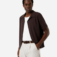 Camisa masculina de tricot manga curta marrom