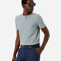 Camiseta de algodão texturizada manga curta azul