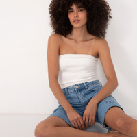 Blusa sem alça decote reto off white