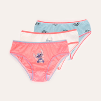 Kit de 3 calcinhas infantil disney stitch colorido