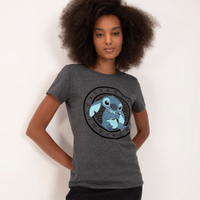 Camiseta de algodão stitch manga curta cinza mescla