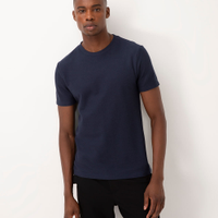 Camiseta de algodão texturizada manga curta azul marinho