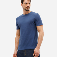 Camiseta de algodão texturizada manga curta azul