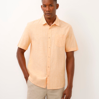 Camisa comfort com linho manga curta - laranja