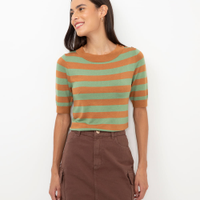 Blusa de tricot listrada verde