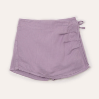 Short saia infantil com linho e cordão lilás