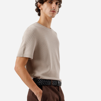 Camiseta masculina de tricot manga curta bege