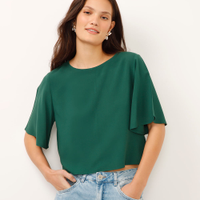 Camiseta básica de viscose manga curta verde