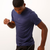Camiseta slim manga curta com recortes esportiva azul marinho