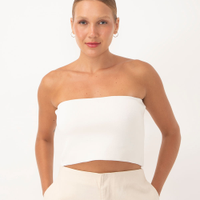 Cropped de tricot sem alça bff agatha off white
