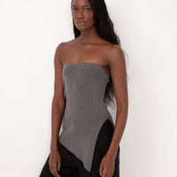 Blusa de tricot assimétrica bff agatha cinza