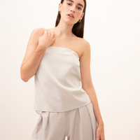 Blusa decote reto sem alça mindset off white