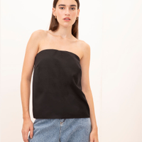 Blusa decote reto sem alça mindset preta