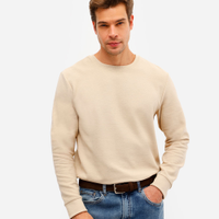 Camiseta masculina manga longa texturizada bege